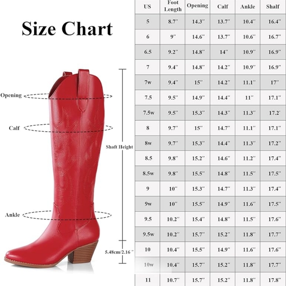 Shoes Red Cowboy Boots For Women Comfortable Cowgirl Boots For Women Low Chunky Heel Poshmark